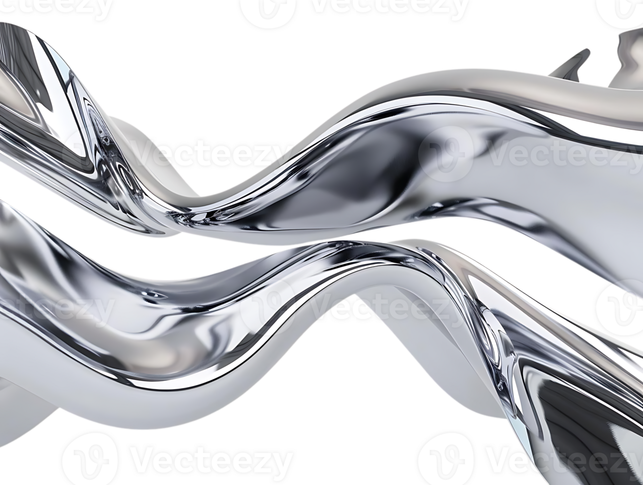 Abstract Shiny Metallic Waves Flowing Dynamically with Transparent Background png