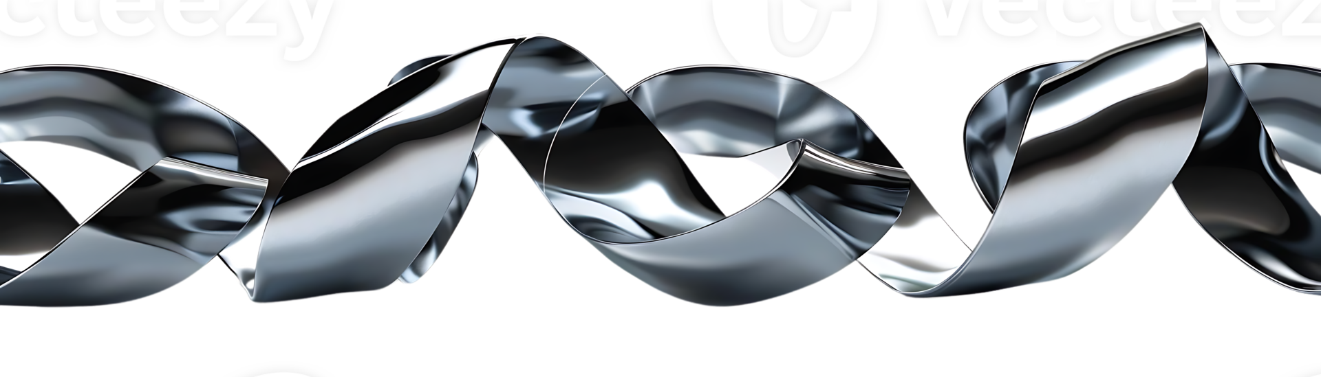 Metallic Ribbon Twisting and Turning with a Transparent Background png