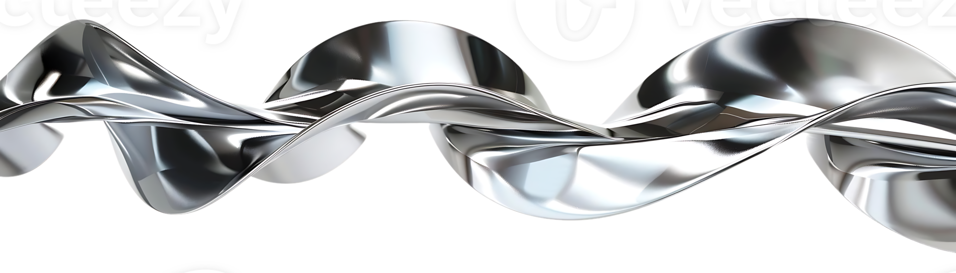 Silver Metallic Abstract Waves on a Transparent Background, Perfect for Modern Design Projects png