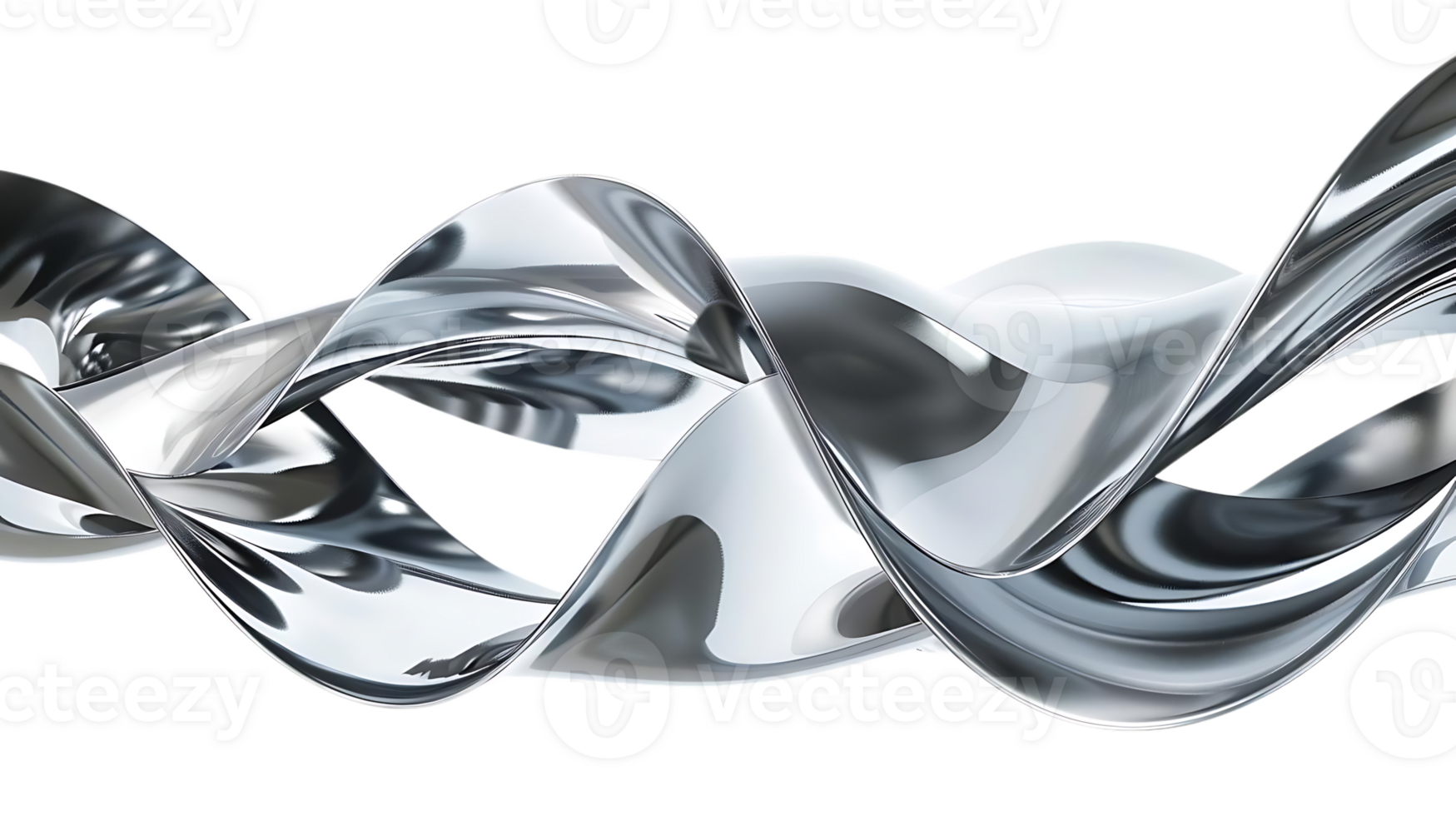 Abstract Metallic Waves Flowing Through a Transparent Background png