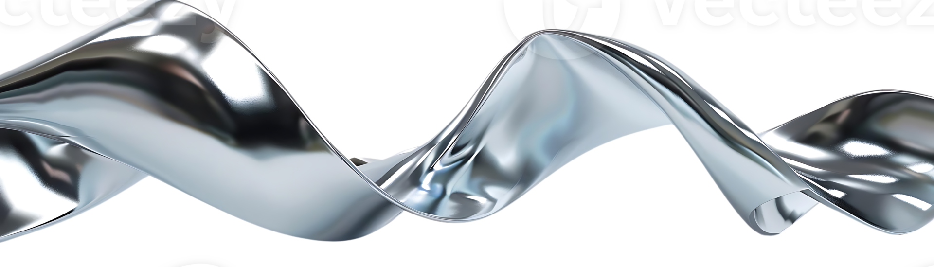 Metallic Ribbon Twirling with Grace and Elegance on a Transparent Background png