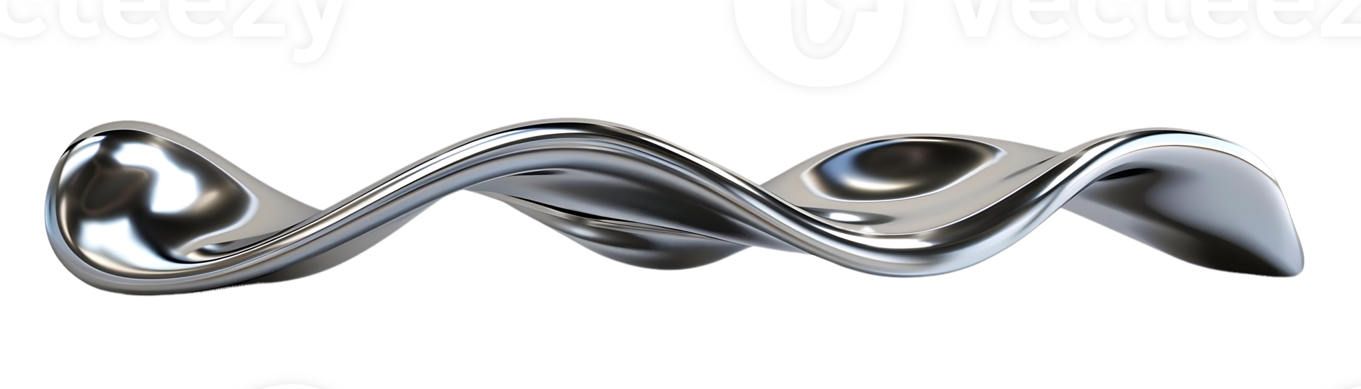 Abstract Chrome Wave With Transparent Background, A Shiny Silver Metallic Liquid Flowing in Space, Abstract Design Concept of Fluid Metal, Chrome Abstract Background png