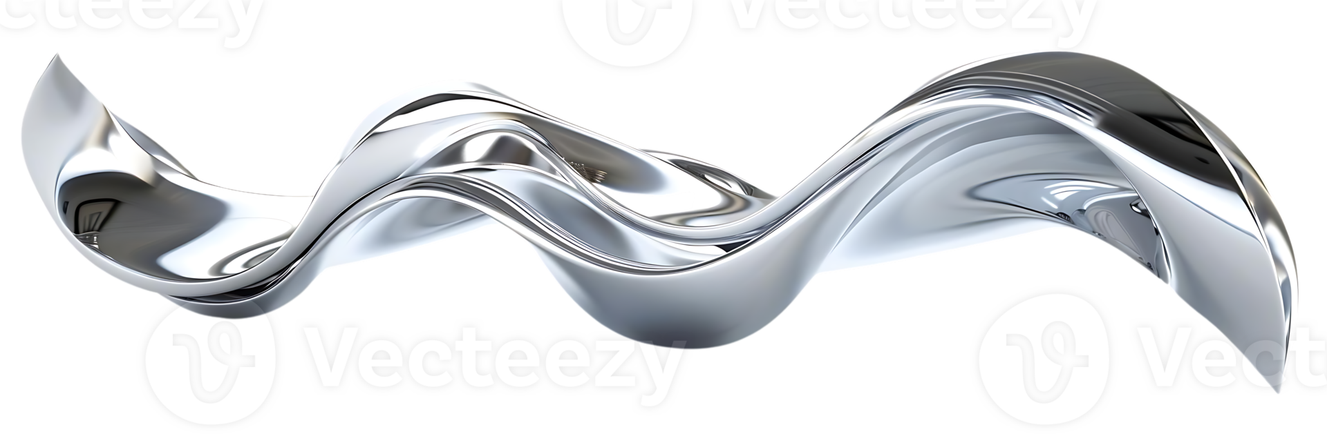Fluid Silver Metal Waves Flowing With a Transparent Background png
