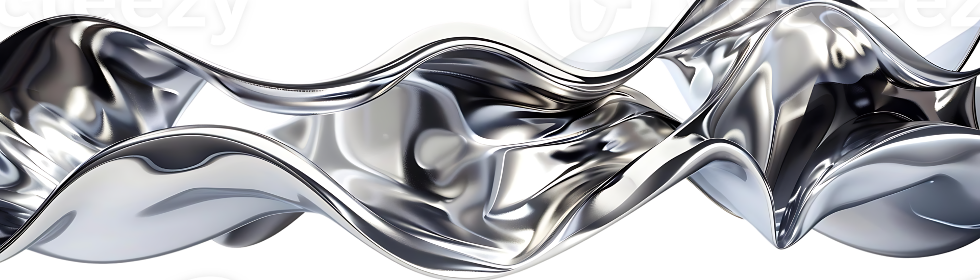 Abstract Silver Metal Waves with a Transparent Background, Perfect for Digital Art and Design Projects png