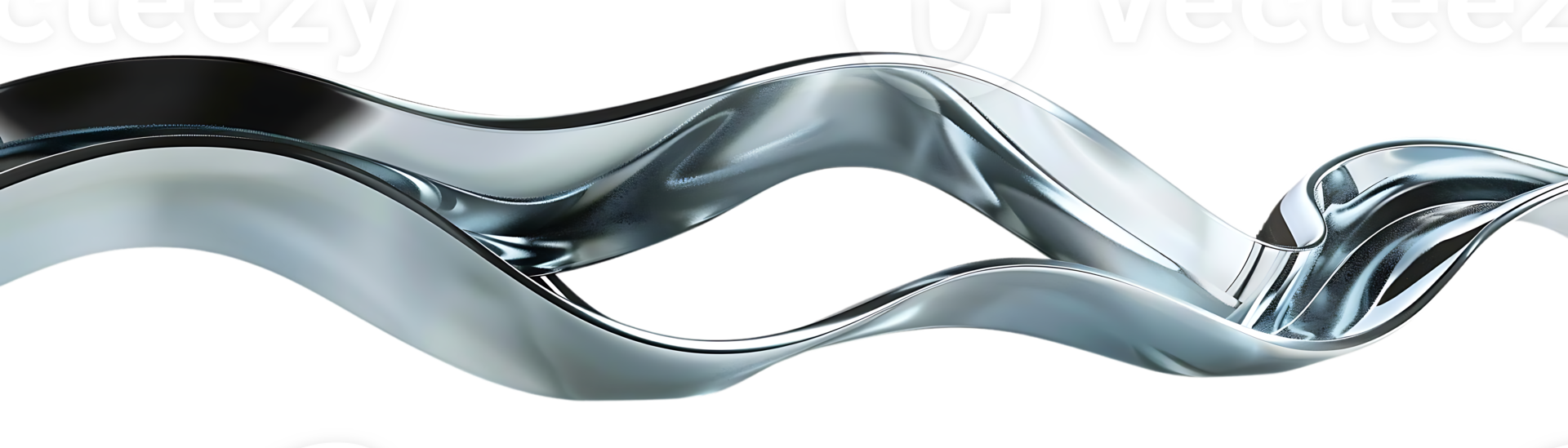 Silver Waves Flowing Elegantly Against a Transparent Background, Creating a Modern and Abstract Design. png