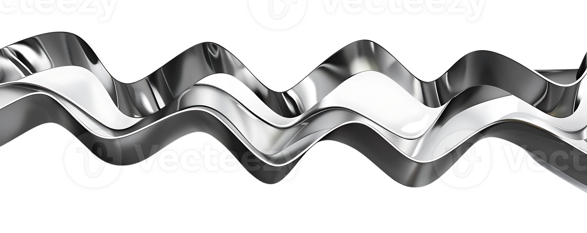 Metallic Waves Flowing on a Transparent Background, Abstract Silver Curves and Shapes with a Sleek Design png