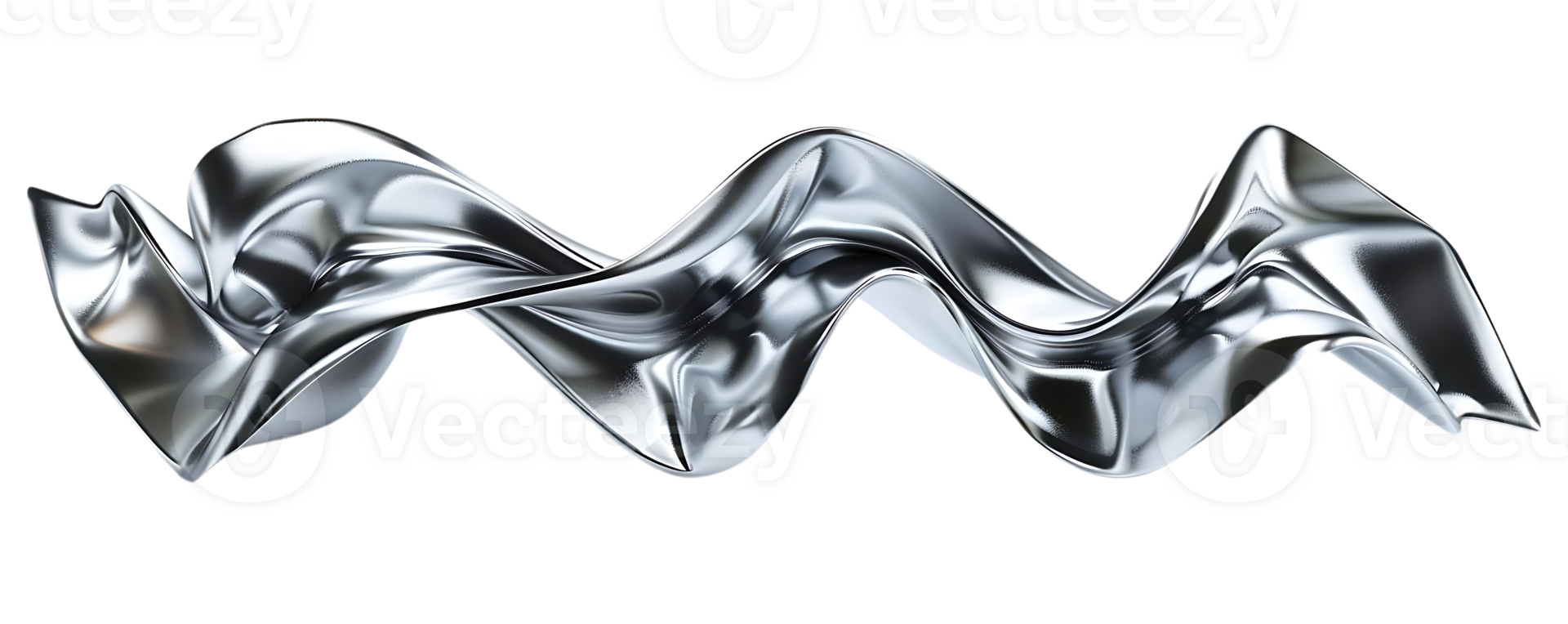 Silver Fabric Flowing Gracefully Against a Transparent Background, Abstract Liquid Metal Artwork with Dynamic Lines. png