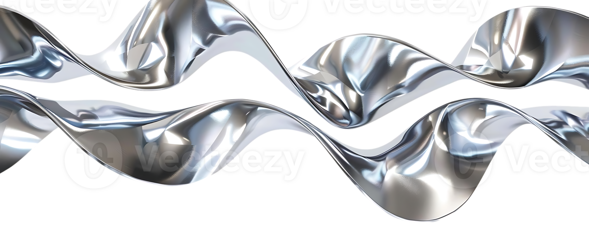 Silver Waves Flowing Seamlessly Against a Transparent Background, Creating an Abstract and Modern Design png
