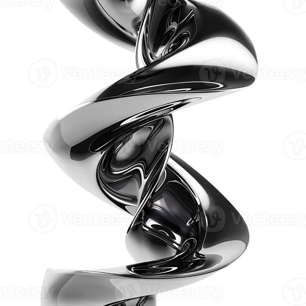 Shiny Chrome Abstract Spiral Design, 3D Rendering, Transparent Background, Metallic Surface, Digital Art, Geometric Shapes, Abstract Background, Modern Design, Futuristic Design, Abstract Art png