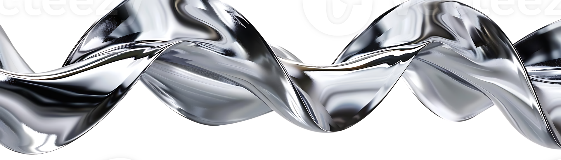 Shiny Silver Abstract Ribbon Swirling on a Transparent Background png