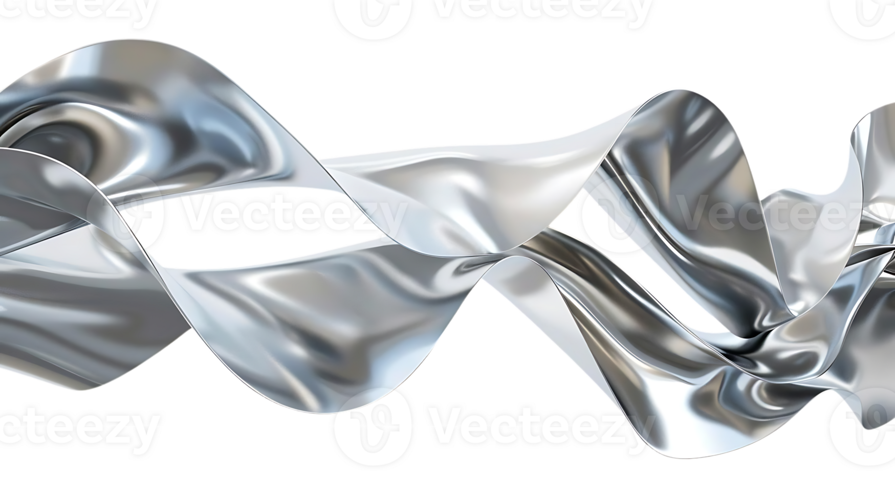 Silver Ribbon Waves Flowing Elegantly on a Transparent Background png