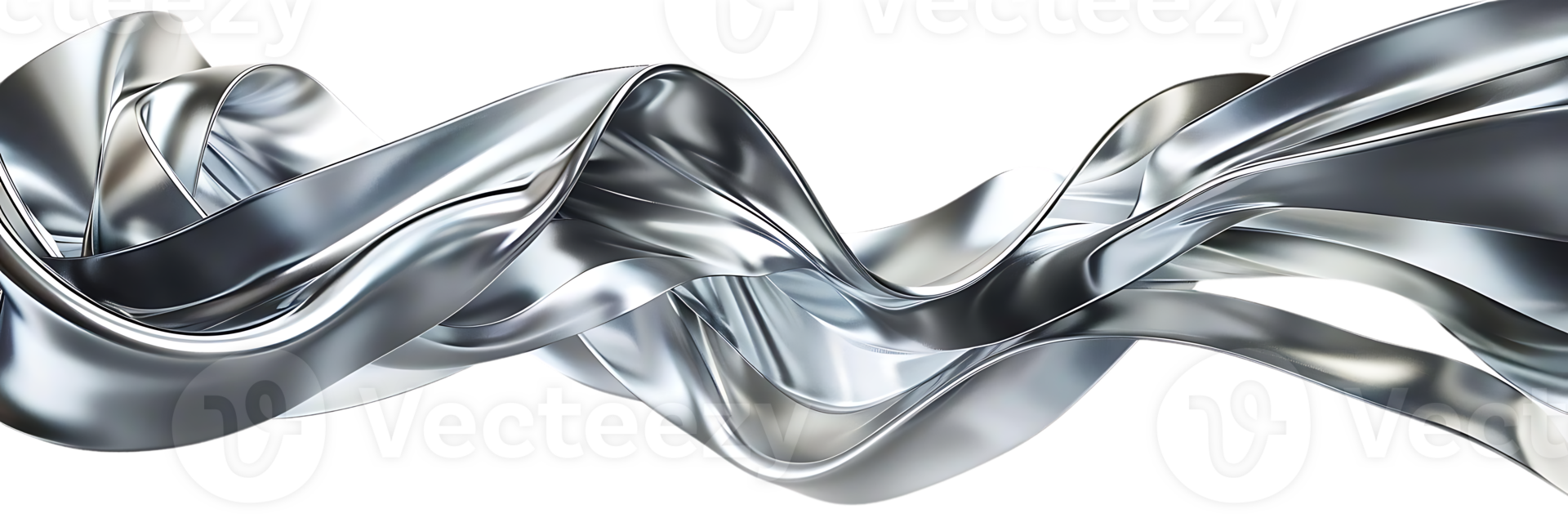 Silver Abstract Waves Flowing Dynamically with a Transparent Background png