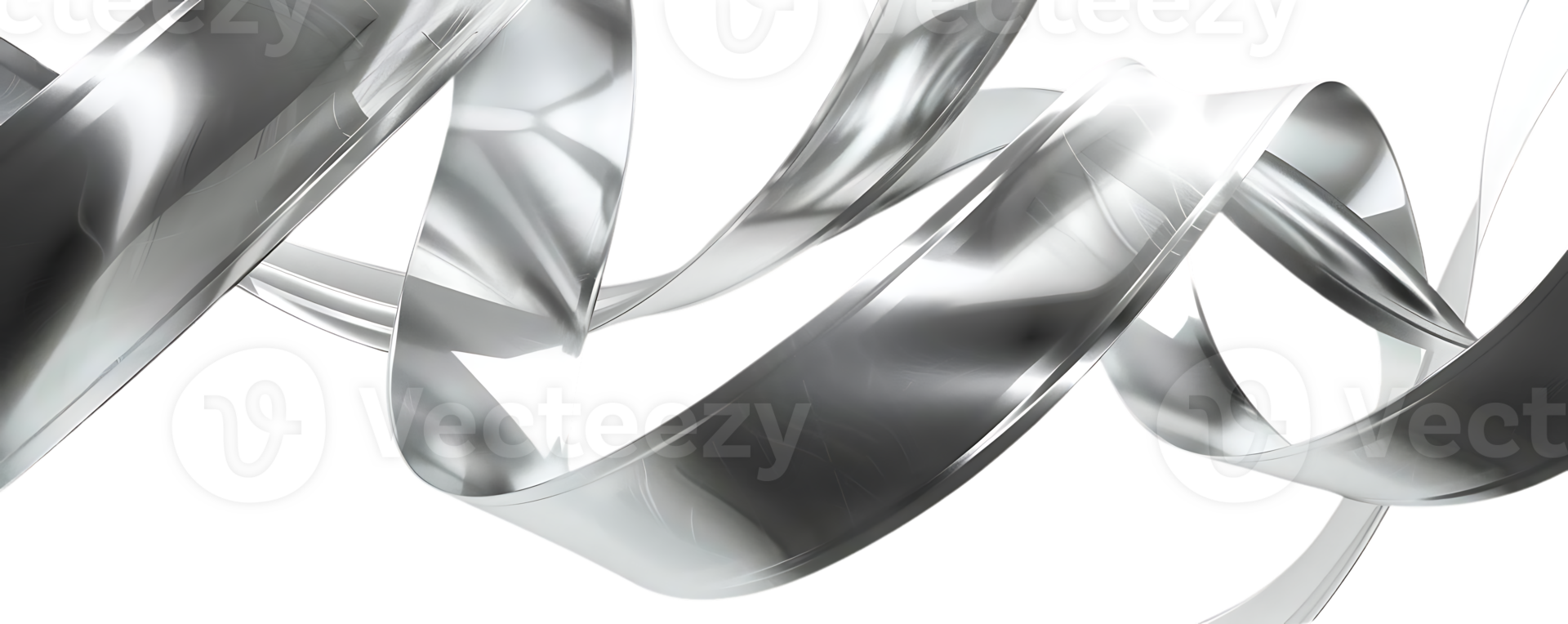 Metallic Ribbon Twirls and Intertwines in a Dynamic Dance on a Transparent Background png