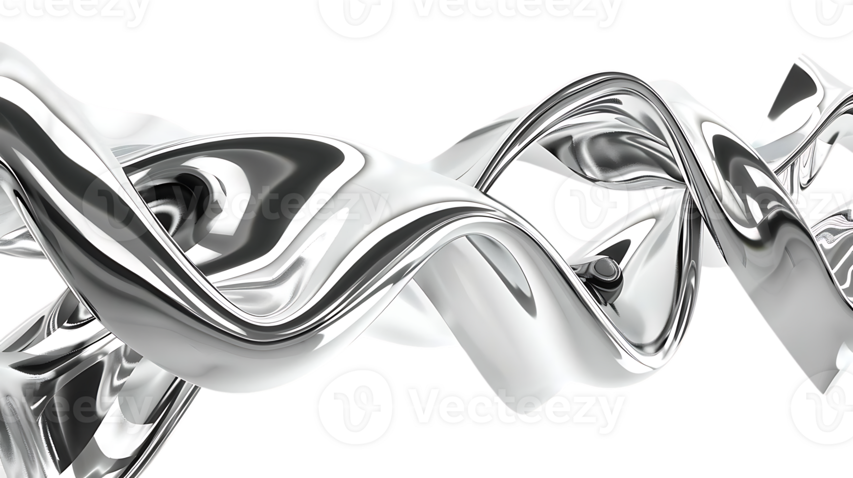 Metallic Silver Abstract Shapes on a Transparent Background png