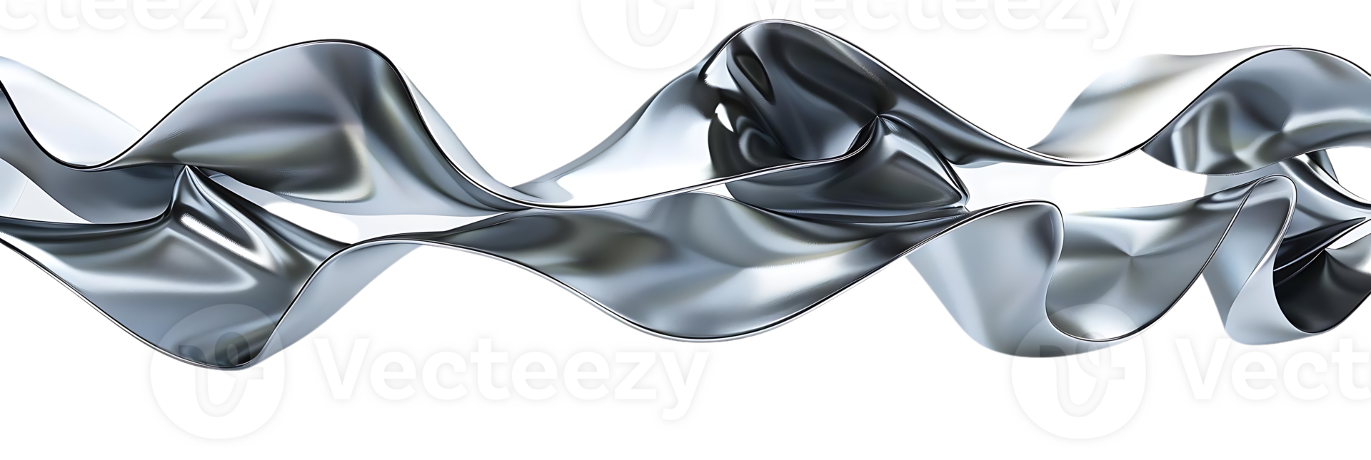 Abstract Metallic Flowing Waves with Transparent Background png