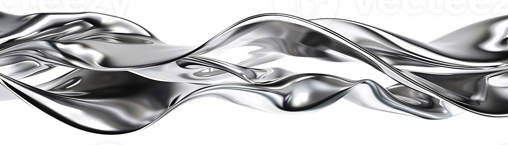 Silver Liquid Waves Flowing Through a Transparent Background png