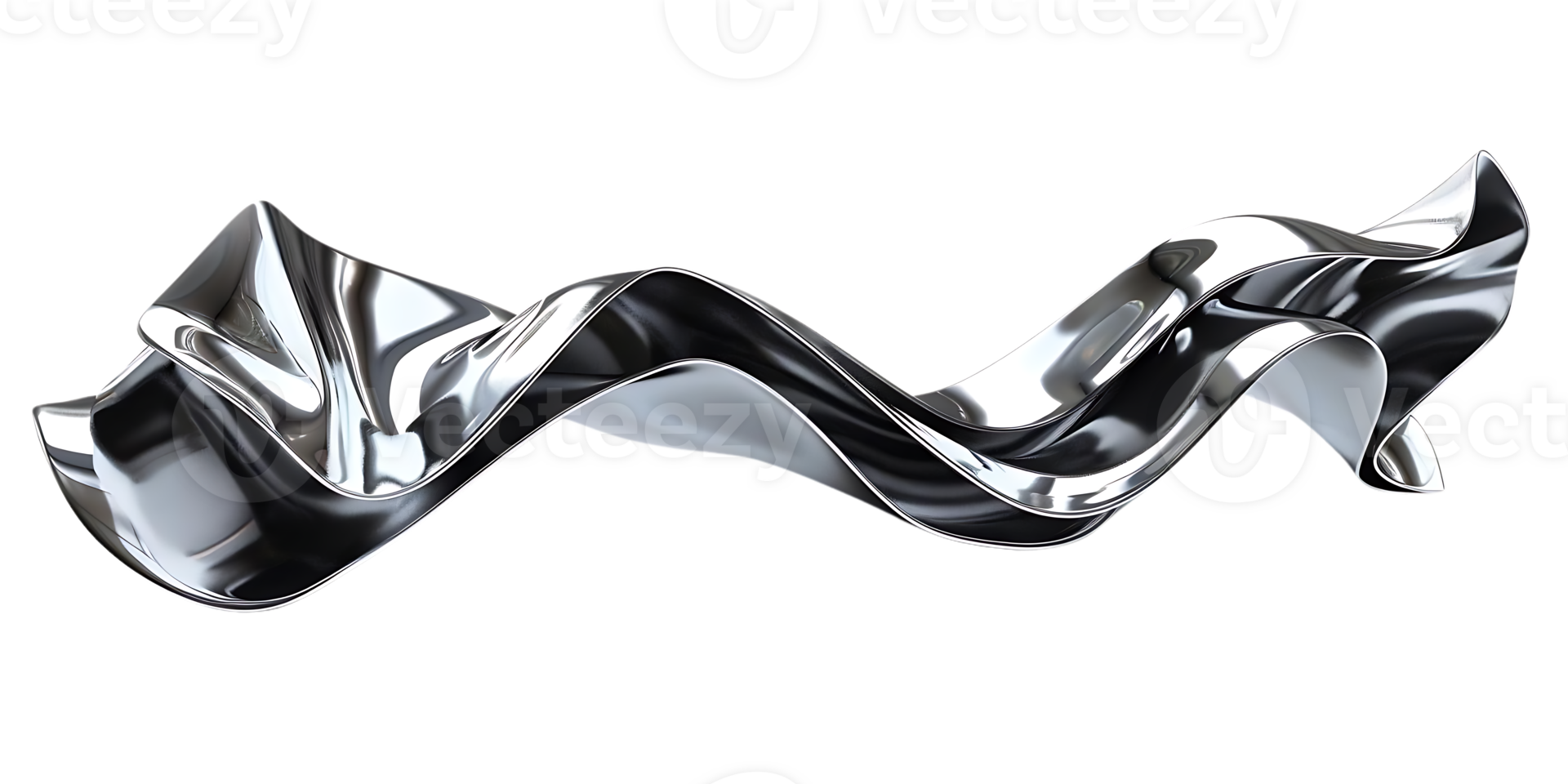 Abstract Metallic Wave with Transparent Background - A Modern Design Element png