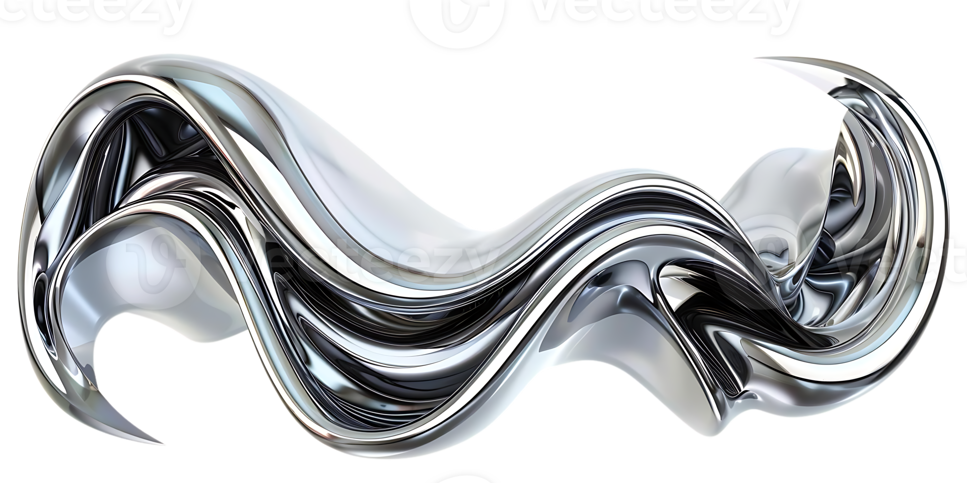 Metallic Abstract 3D Liquid Wave Flowing with Transparent Background png