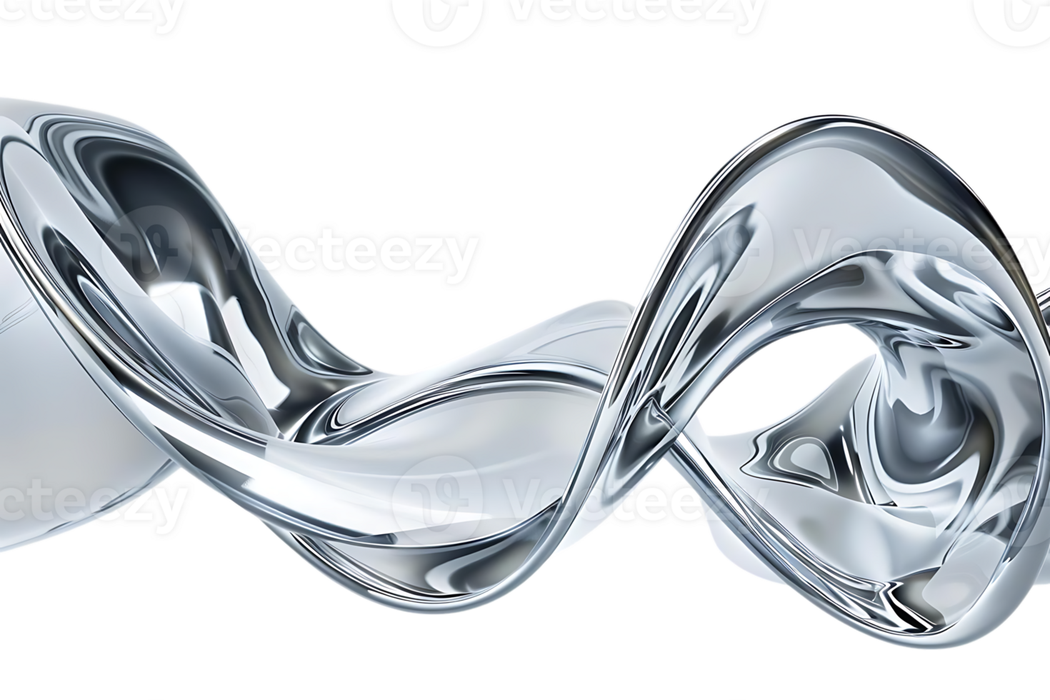 Silver Liquid Swirling on a Transparent Background, Abstract Modern Art with Dynamic and Smooth Flow png