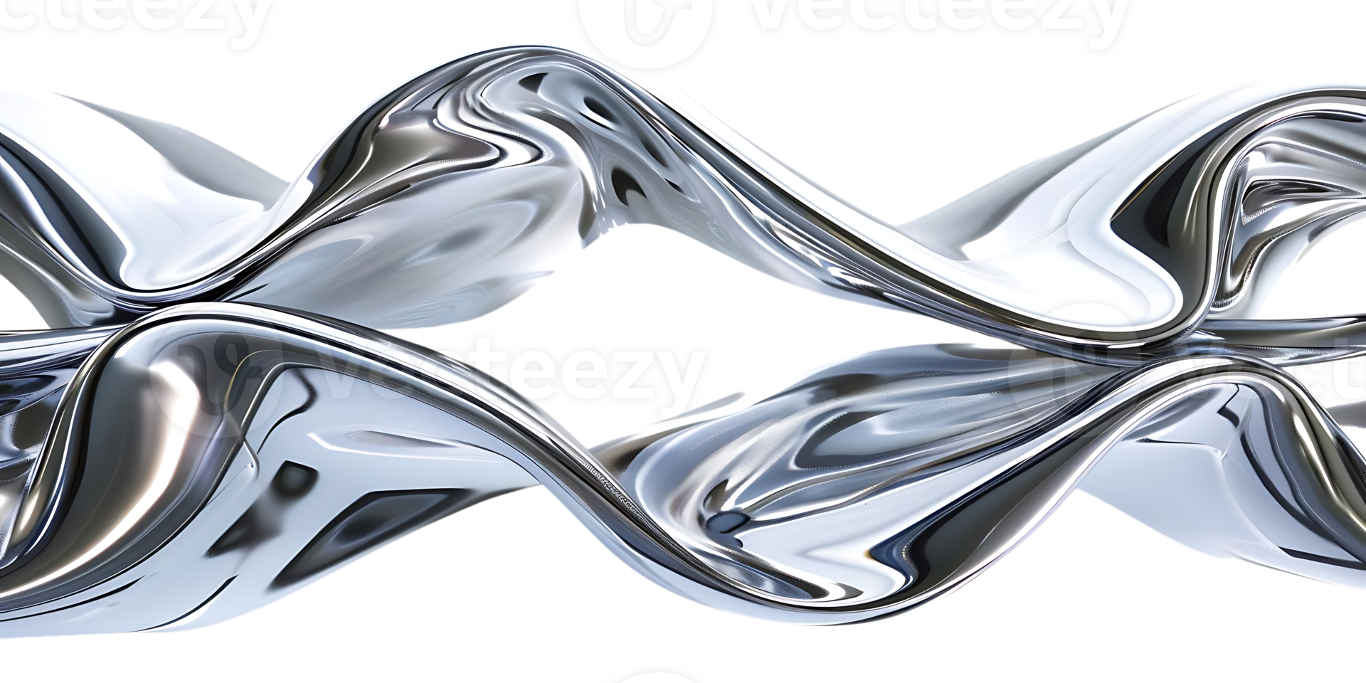 Abstract Silver Liquid Swirling and Flowing with a Transparent Background png