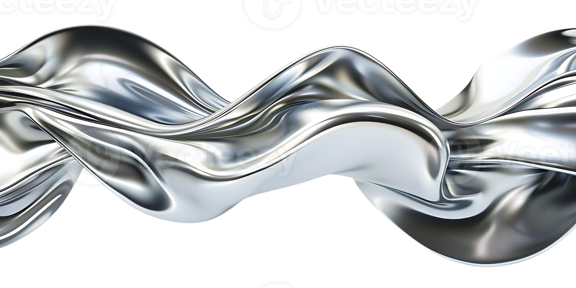 Abstract Metallic Waves Flowing in a Transparent Background png