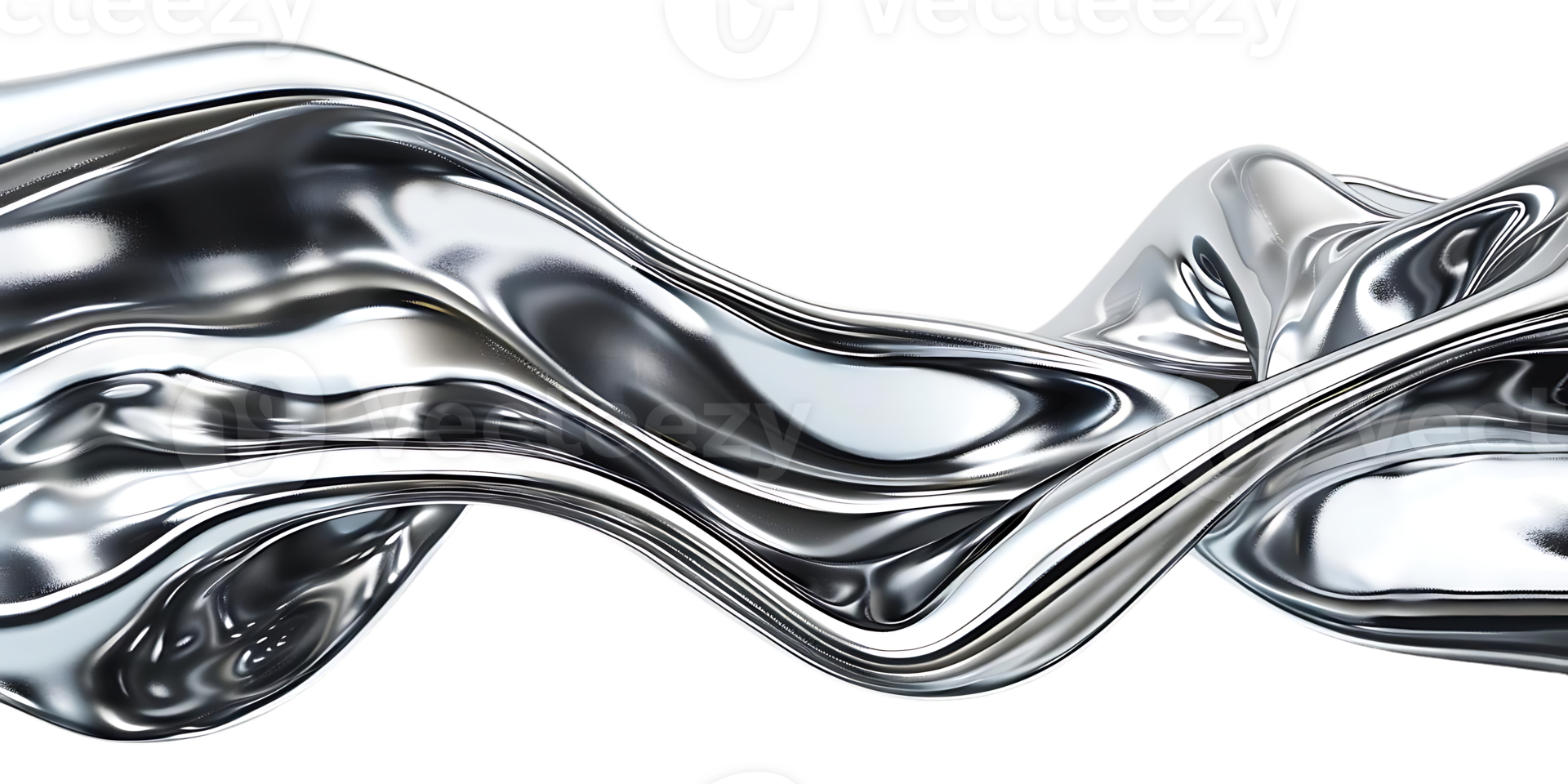 Silver Liquid Flows and Swirls with a Transparent Background png