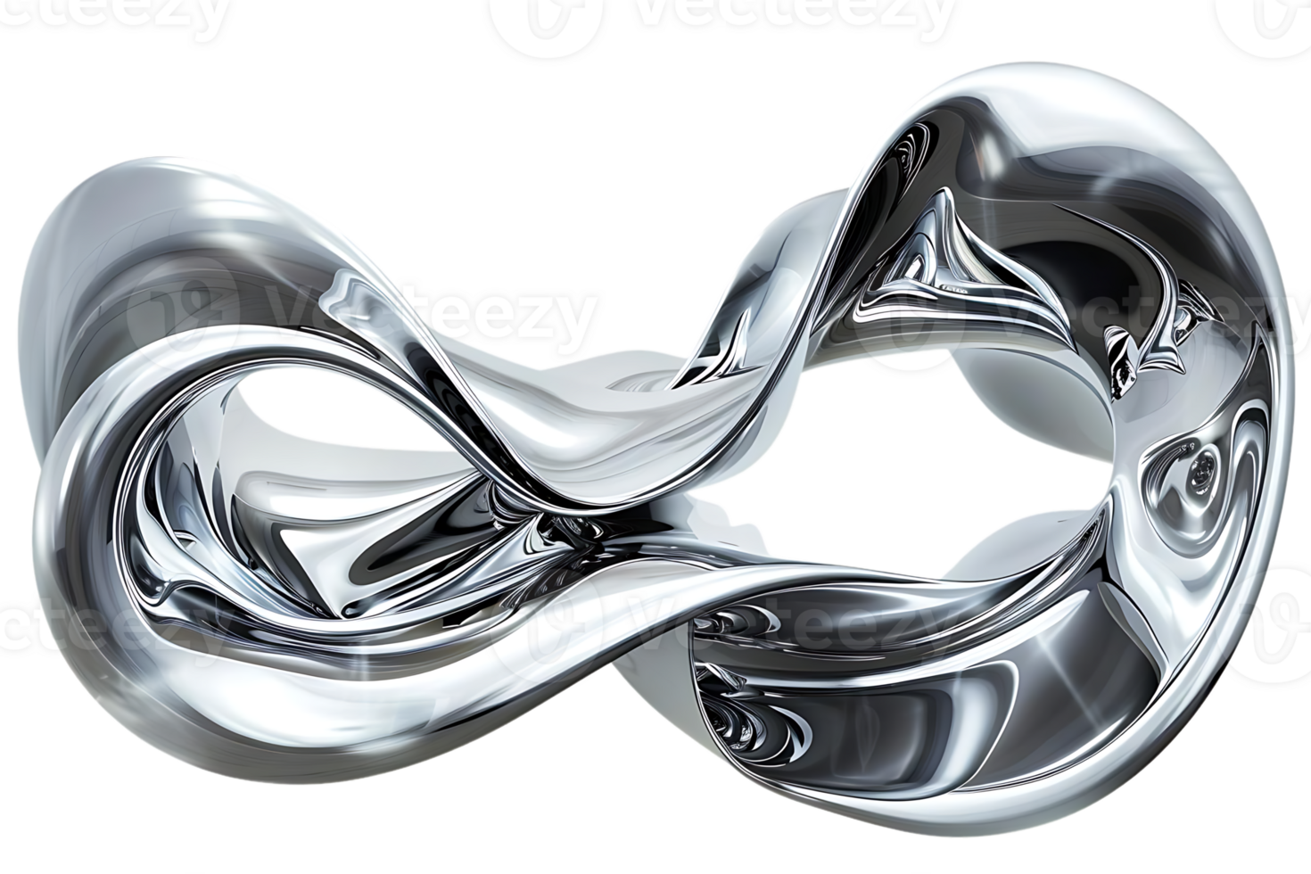 Abstract Chrome Sculpture, Metallic Form, Shiny Surface, Glossy Finish, Swirling Shape, Infinite Loop, Abstract Art, Modern Design, 3D Rendering, Digital Art, Abstract Background,  Liquid Metal, Digital Illustration, Futuristic Design, Transparent Backgro png