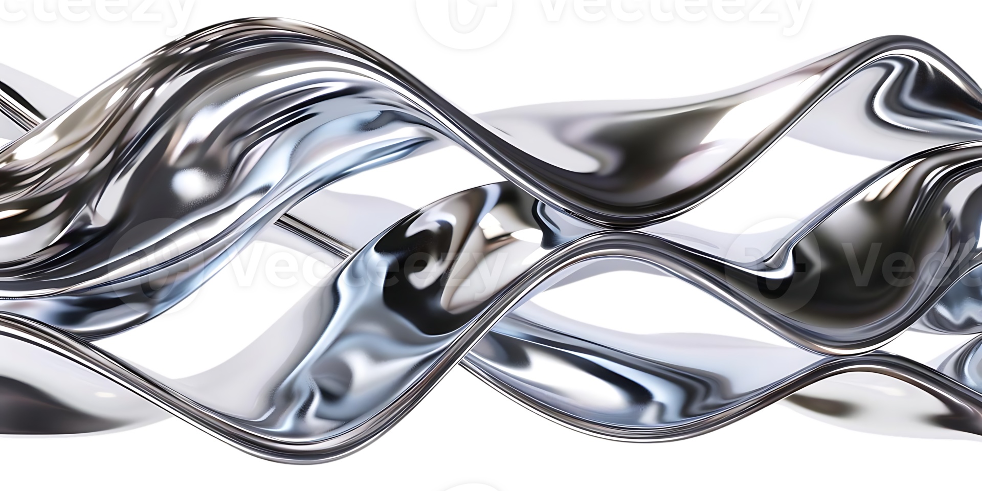 Silver Waves Reflecting Light with a Transparent Background png