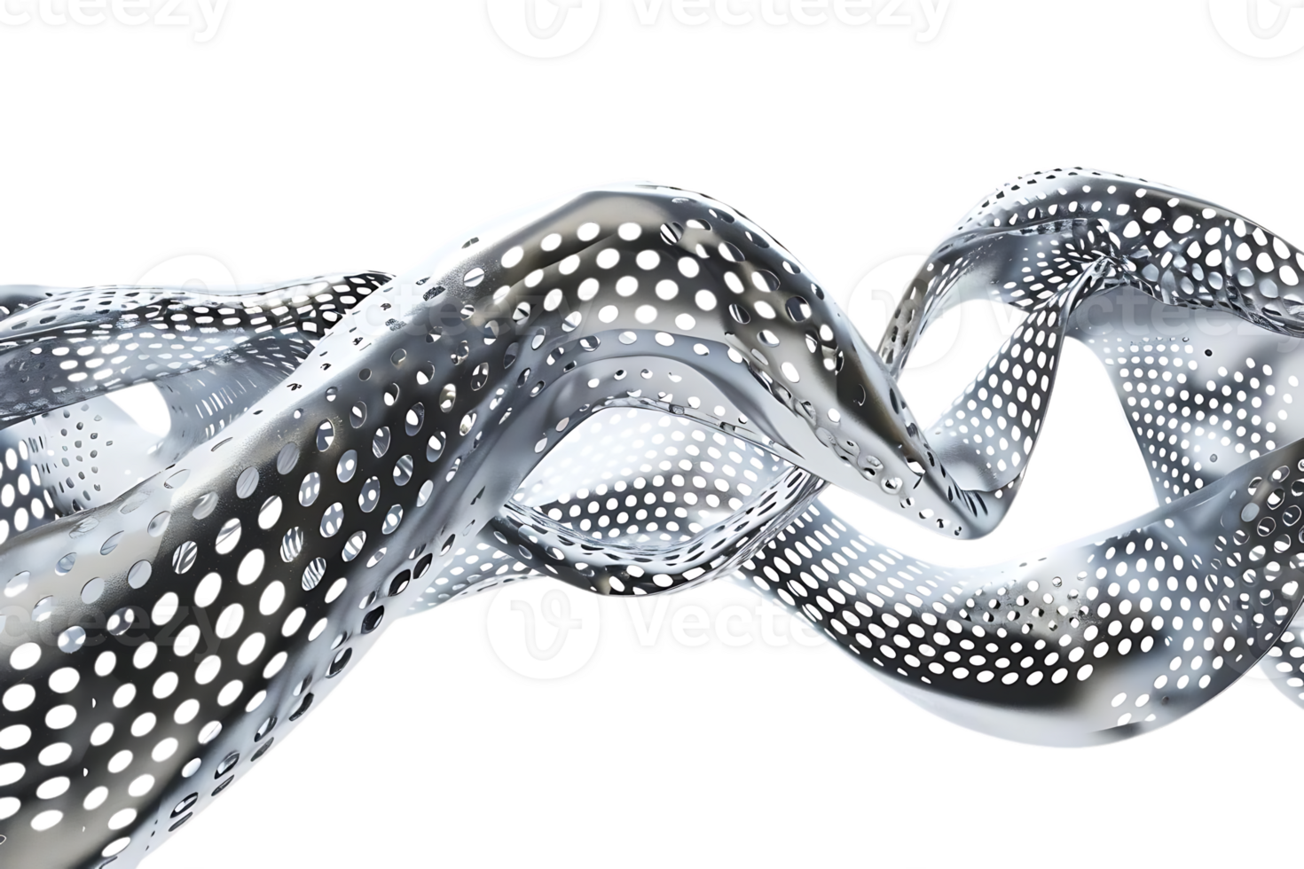 Abstract Metallic Structure with Holes Flowing Gracefully with a Transparent Background png