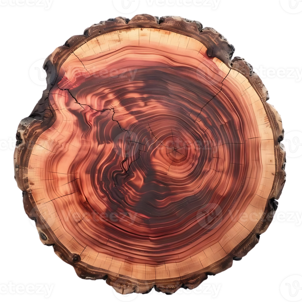 Intricate Wood Grain Patterns on a Tree Cross Section with Transparent Background png