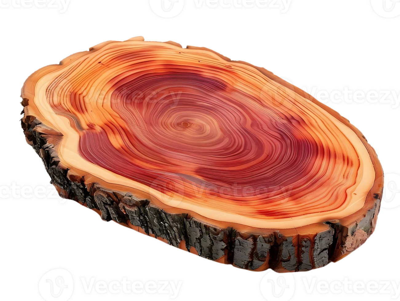 Redwood Tree Slice with Natural Edge and Transparent Background png