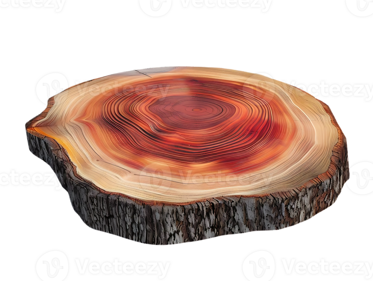 Tree Slice with a Transparent Background, Rustic Wooden Texture with Visible Growth Rings png