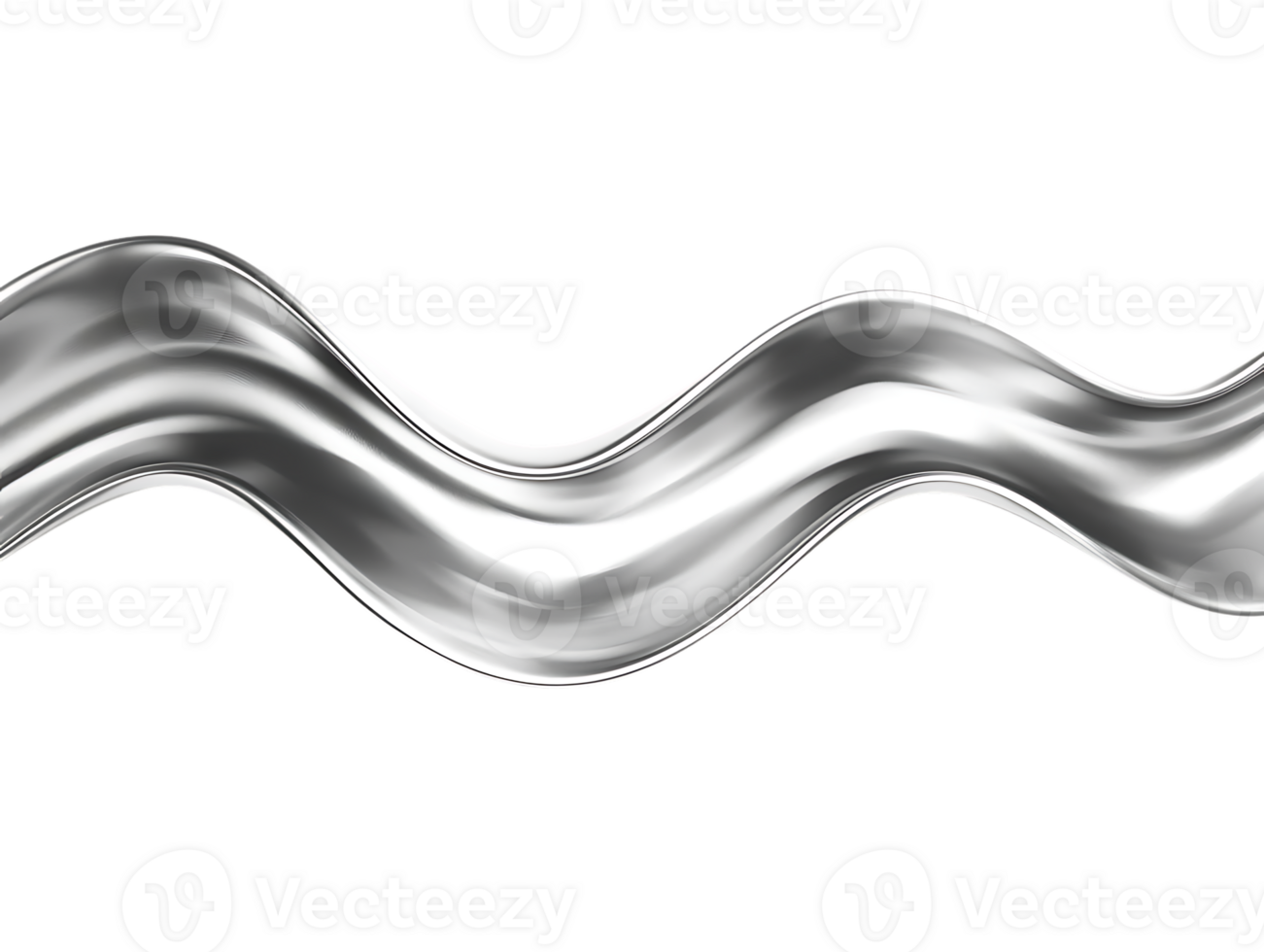 Silver Wave Abstract with Transparent Background, A Smooth and Shiny Metal Design png