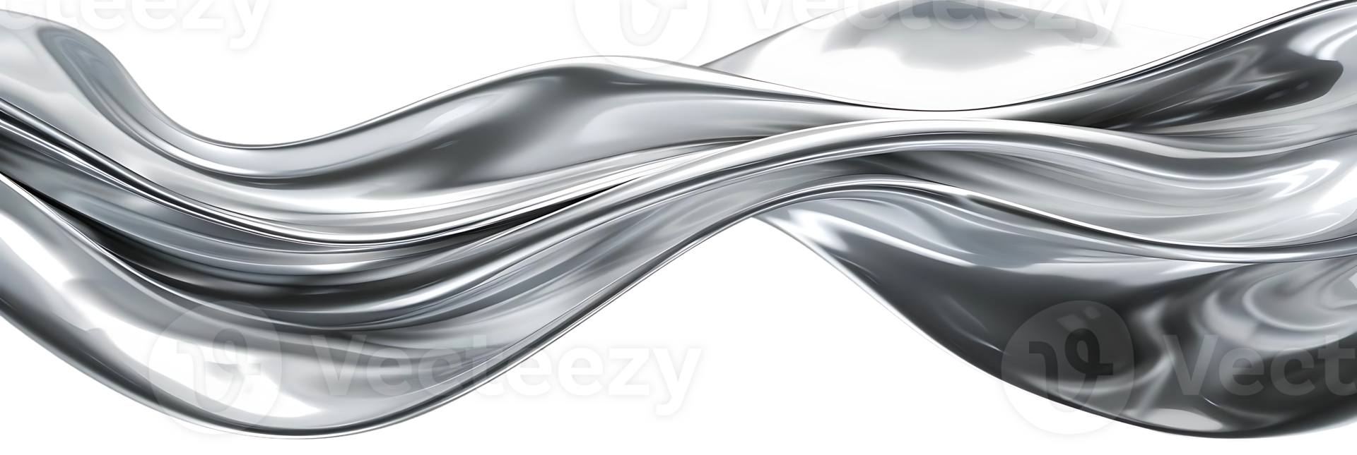 Silver Liquid Waving on a Transparent Background, Abstract Smooth Shiny Metal Drape, Abstract Background Images png