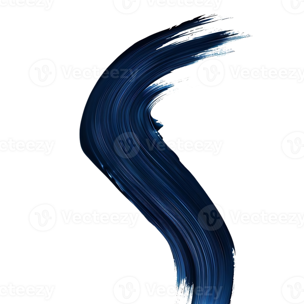 Abstract Blue Brushstroke on Transparent Background, Digitally Created Art with a Smooth, Curved Design png
