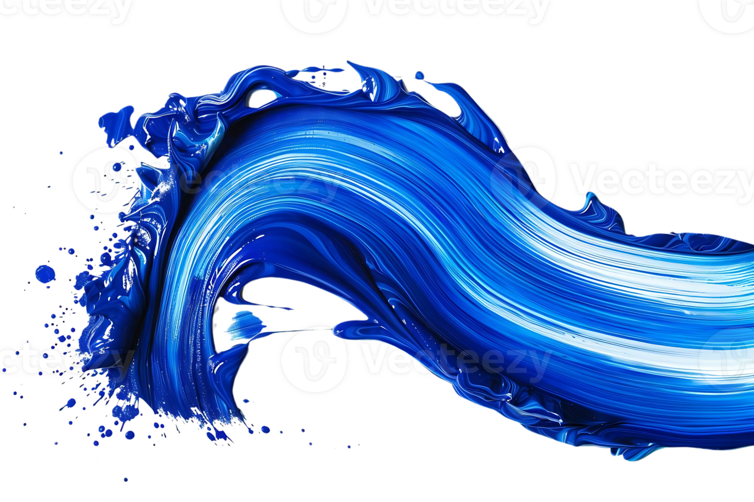Blue Paint Swirl Abstract Art with Transparent Background png
