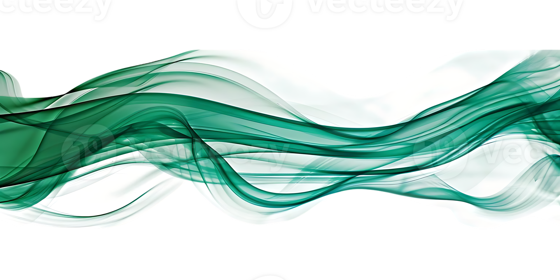 Abstract Green Smoke Waves Flowing on a Transparent Background png