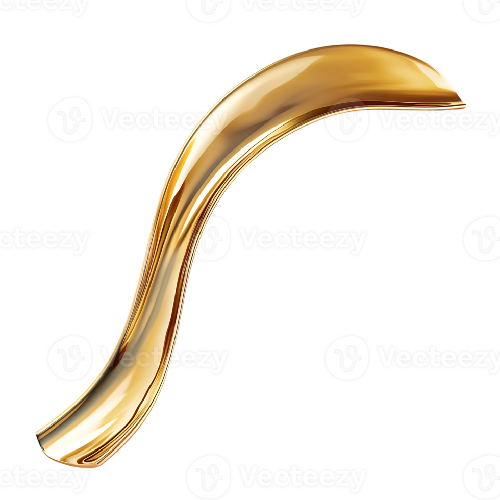 Golden Liquid Flowing in a Smooth S-Shape with a Transparent Background png