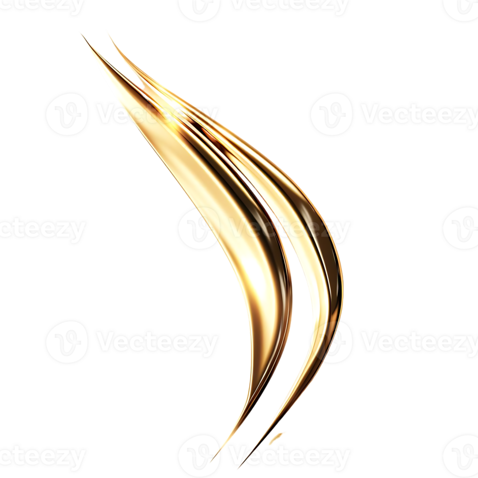 Golden Liquid Abstract Swirls Against a Transparent Background, Abstract Design Element with a Glossy Finish png