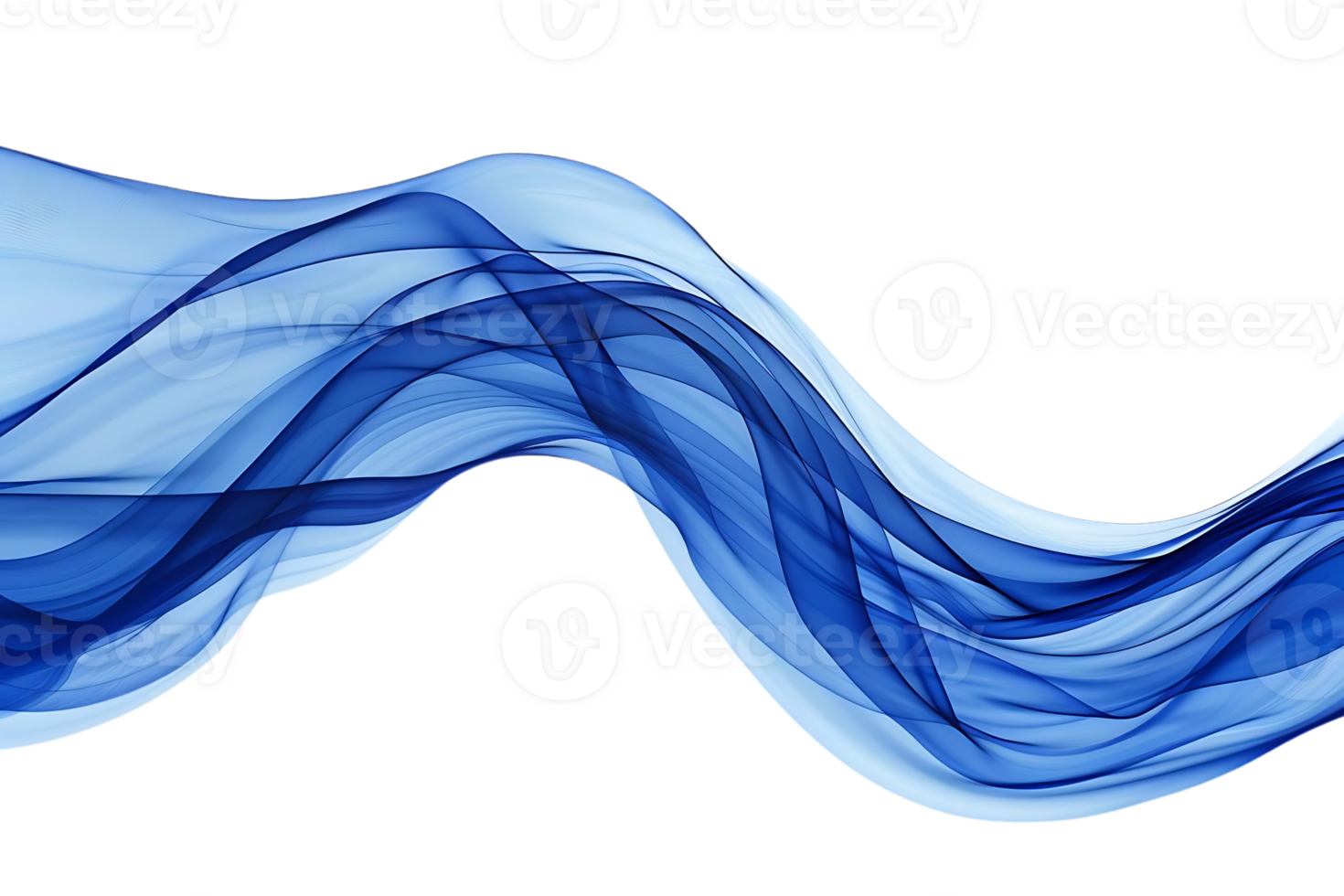 Abstract Blue Wave Flowing on Transparent Background png