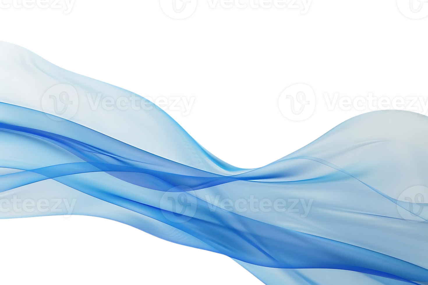 Blue and White Waves Flowing on a Transparent Background png