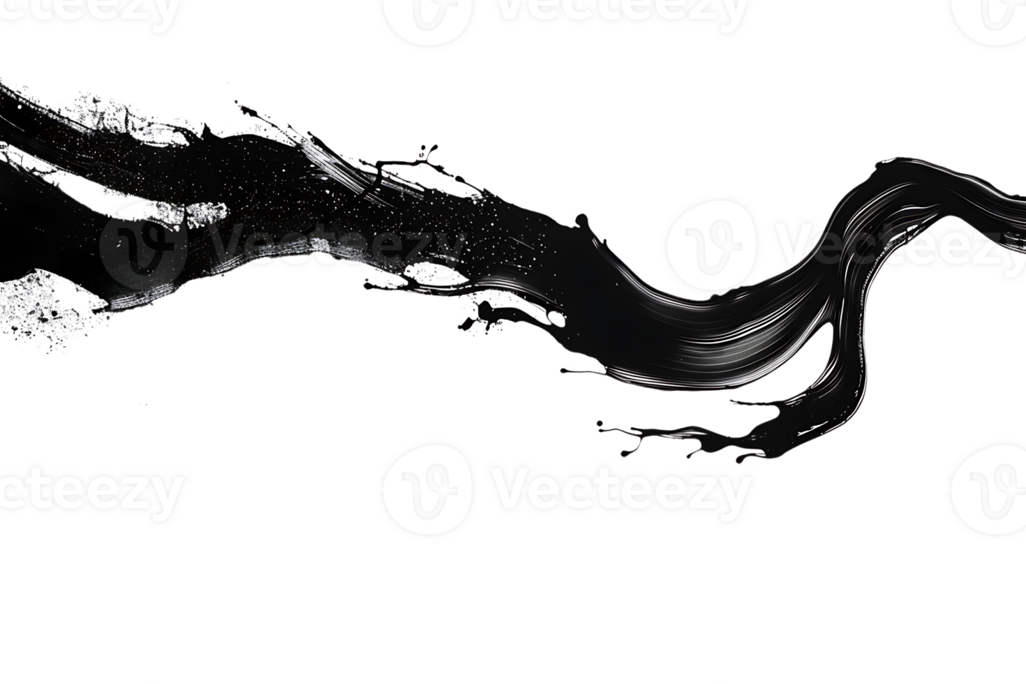 Abstract Black Liquid Splash on Transparent Background png