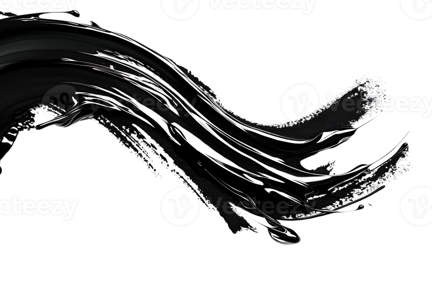 Black Liquid Splashing with Transparent Background - A Dramatic Visual of Flowing Ink png