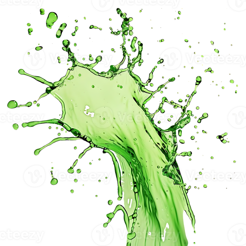 Green Liquid Splashing with a Transparent Background, High-Resolution Image, Perfect for Design Projects png
