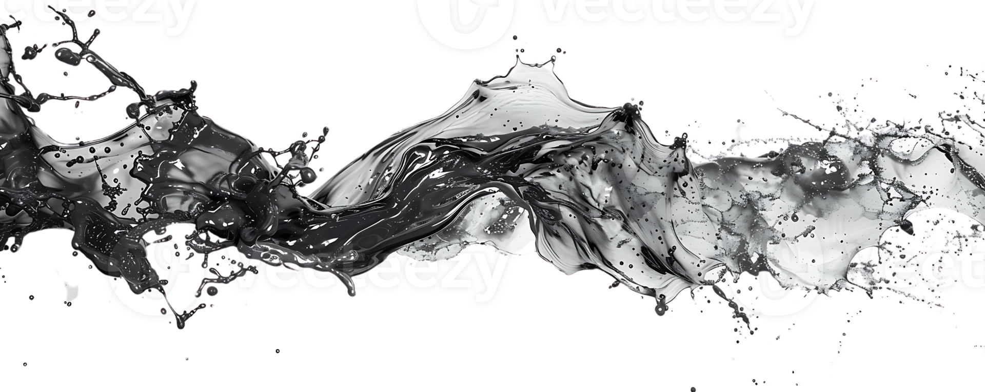 Liquid Silver Splashing Across a Transparent Background, a Stunning Display of Motion and Reflection. png
