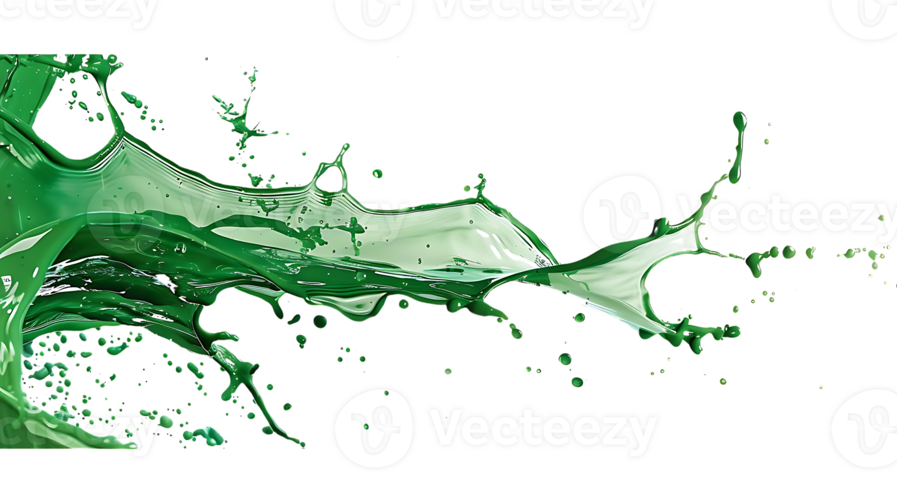 Green Liquid Splashing with a Transparent Background png