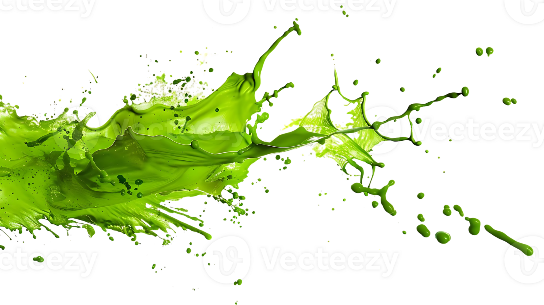Green Liquid Splashing with a Transparent Background png