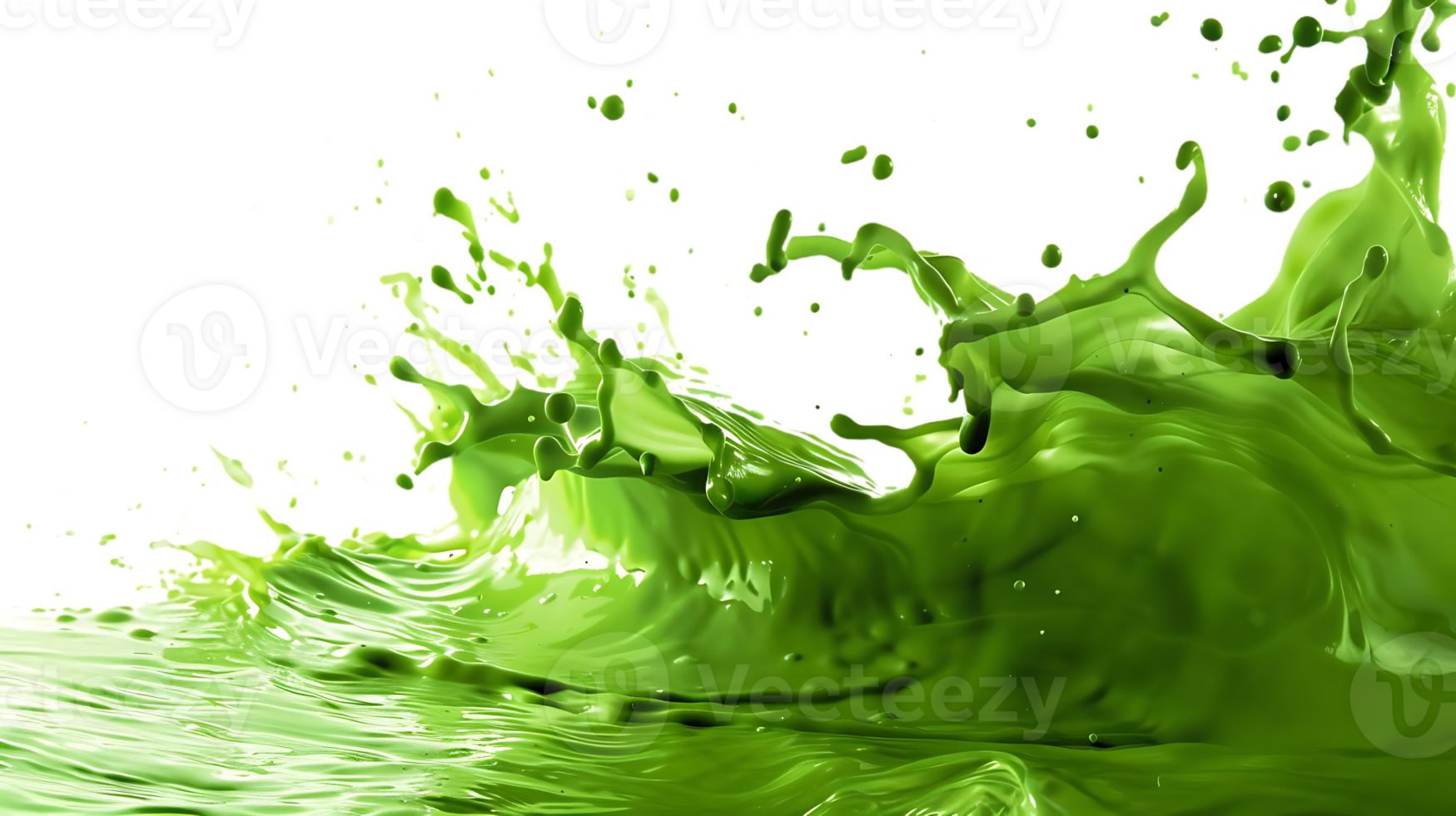 Green Liquid Splashing and Creating a Wave Against a Transparent Background png
