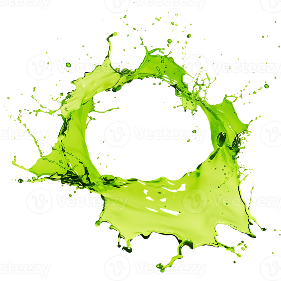 Green Liquid Splashing into a Circular Shape with a Transparent Background png
