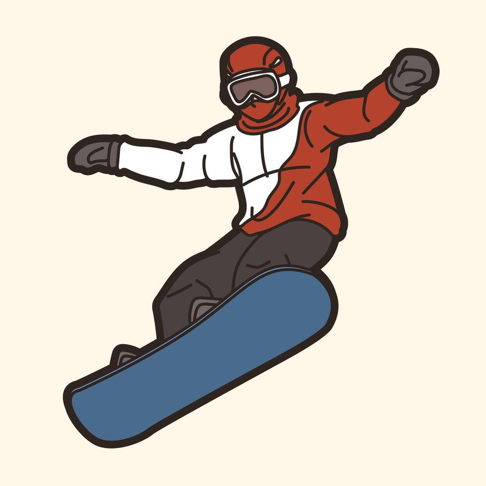 Snowboard Player Jumping Action vector